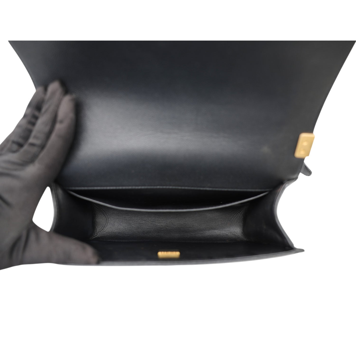 CHANEL Boy Medium Caviar Leather In Black And Gold Hardware