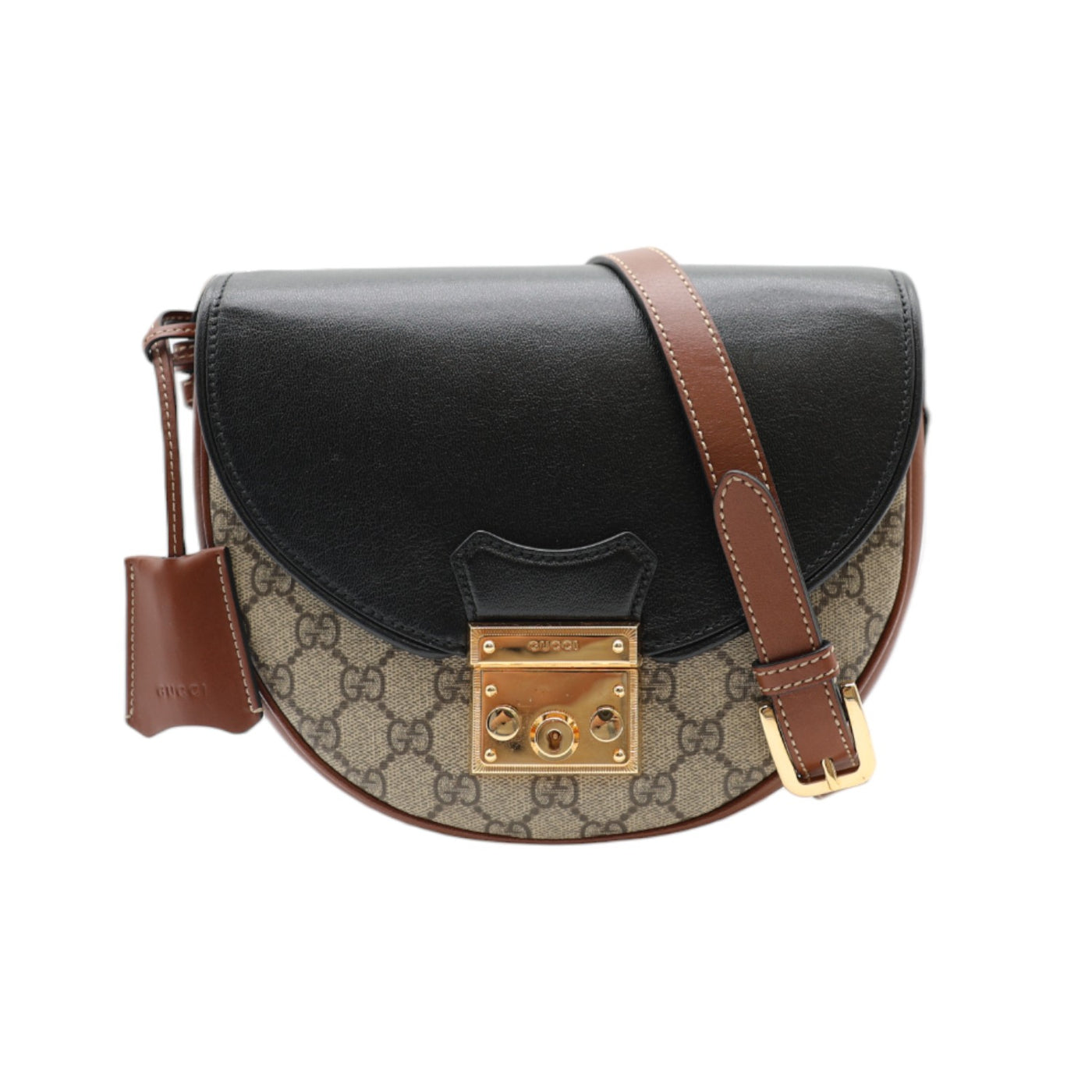 Gucci GG Supreme Padlock Saddle Crossbody Bag
