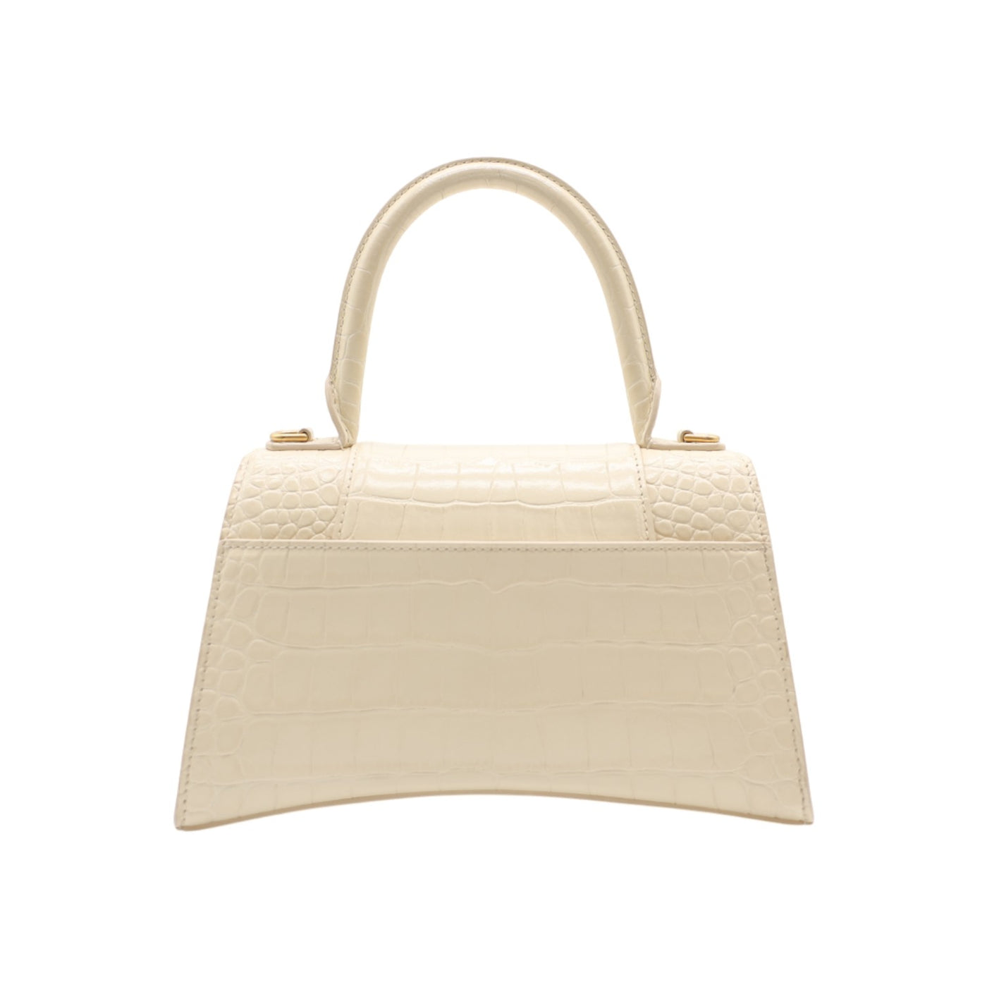 Balenciaga Hourglass Crocodile Embossed Leather Crossbody Bag In Cream