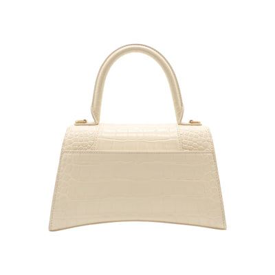 Balenciaga Hourglass Crocodile Embossed Leather Crossbody Bag In Cream