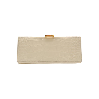 Balenciaga Hourglass Crocodile Embossed Leather Crossbody Bag In Cream
