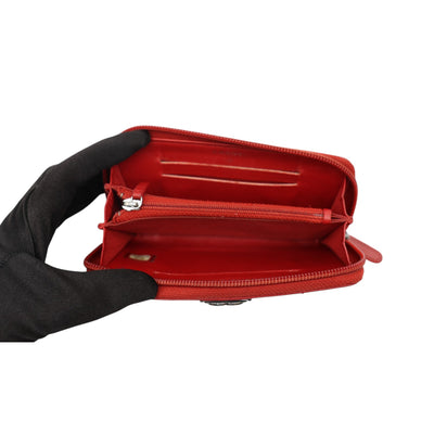 CHANEL Boy Lambskin Zip Around Wallet In Red