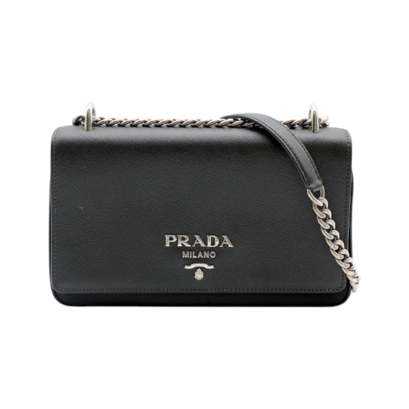 PRADA Saffiano Leather And Nylon Shoulder Bag In Black