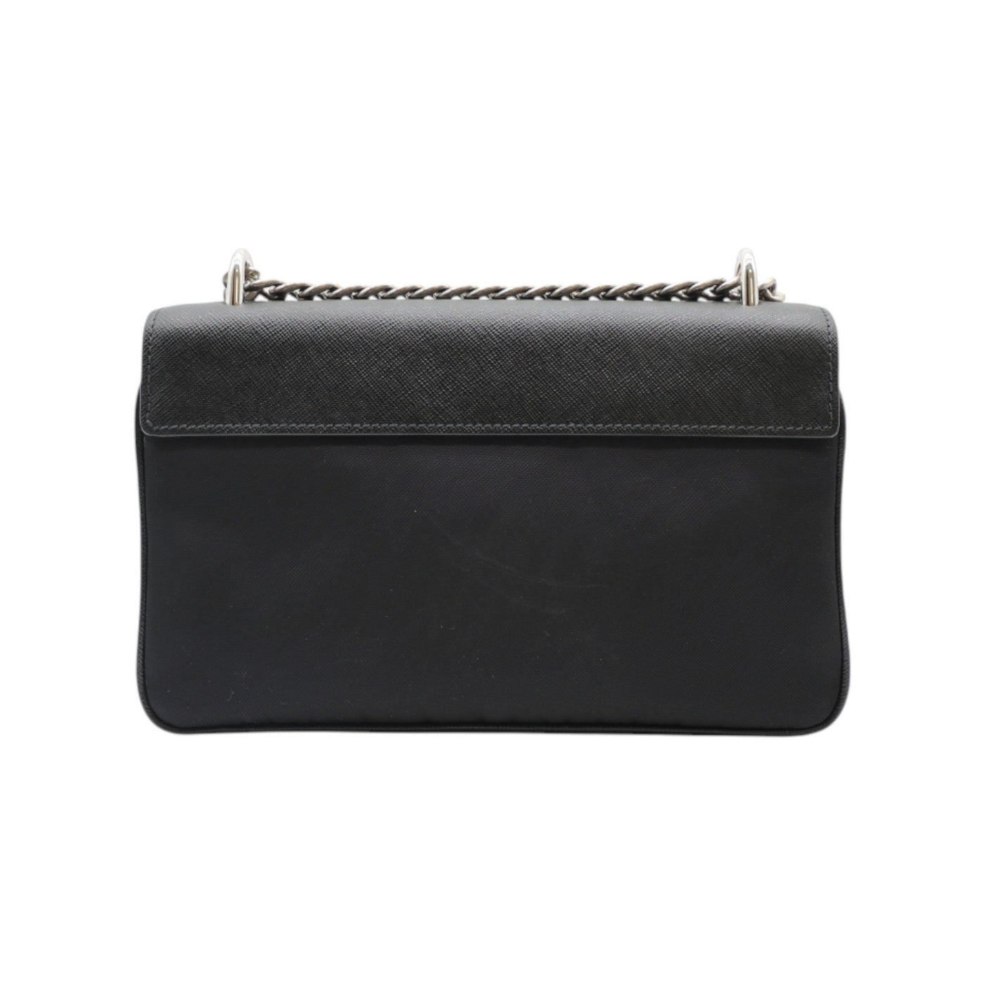 PRADA Saffiano Leather And Nylon Shoulder Bag In Black