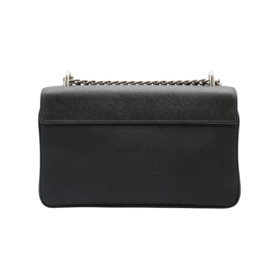 PRADA Saffiano Leather And Nylon Shoulder Bag In Black