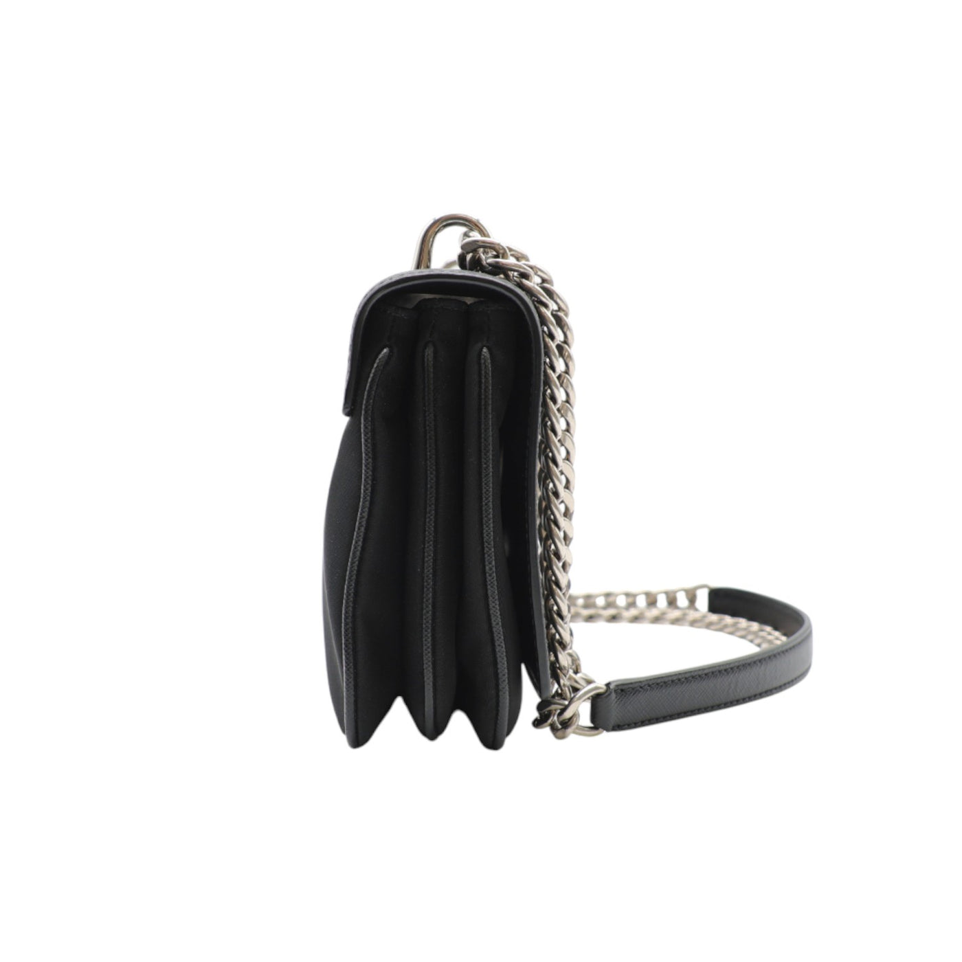 PRADA Saffiano Leather And Nylon Shoulder Bag In Black