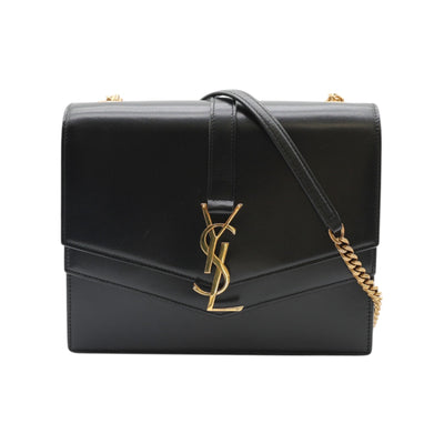 YSL Saint Laurent Sulpice Medium Leather Crossbody Bag In Black