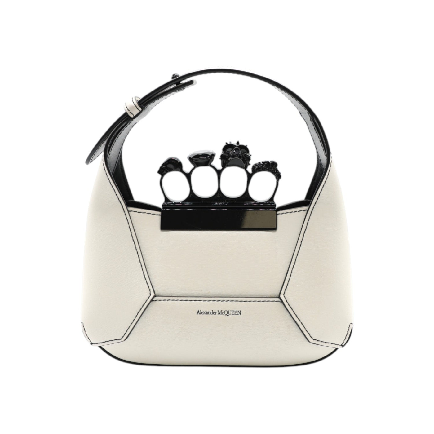 Alexander McQueen Mini The Jewelled Leather Hobo Bag In White