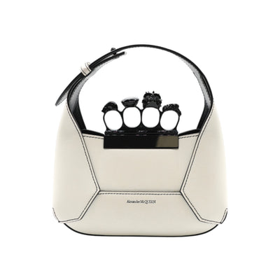 Alexander McQueen Mini The Jewelled Leather Hobo Bag In White