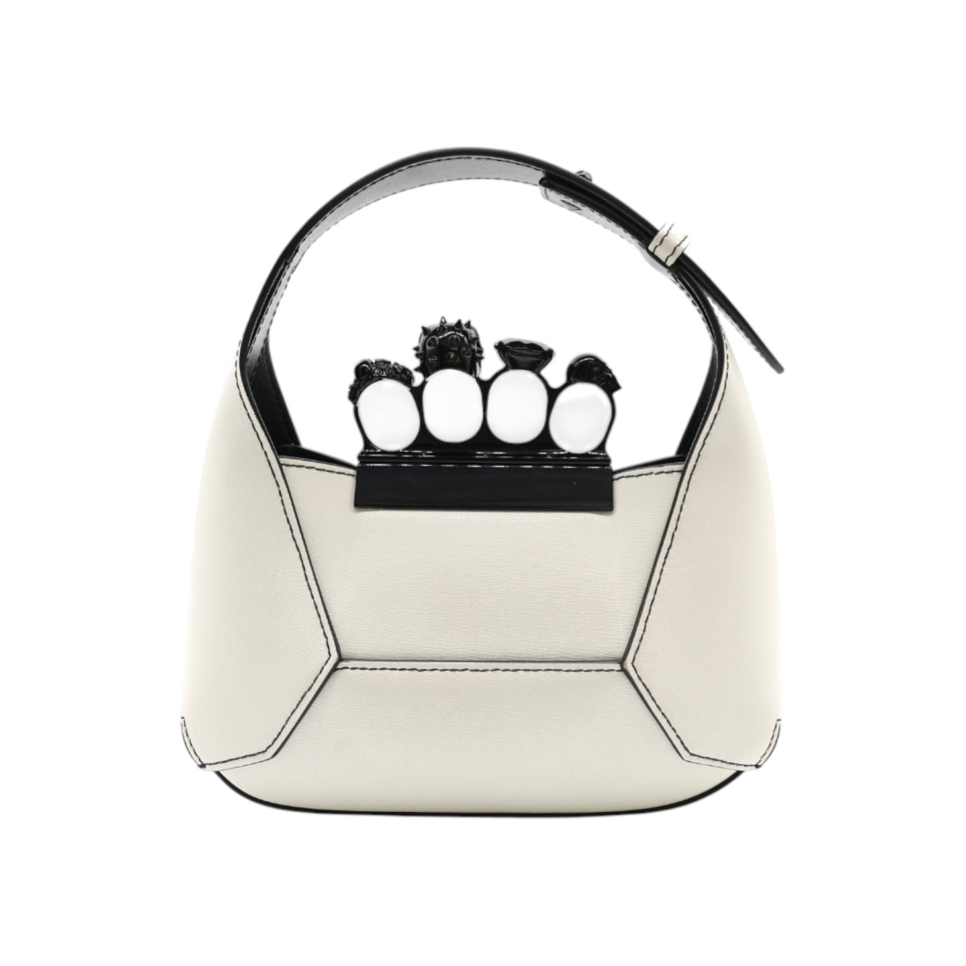 Alexander McQueen Mini The Jewelled Leather Hobo Bag In White