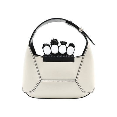 Alexander McQueen Mini The Jewelled Leather Hobo Bag In White
