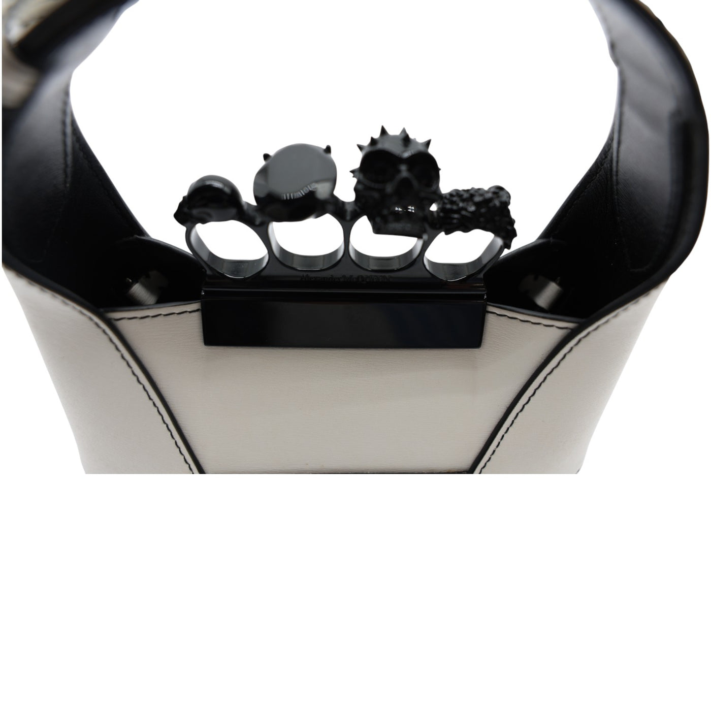 Alexander McQueen Mini The Jewelled Leather Hobo Bag In White