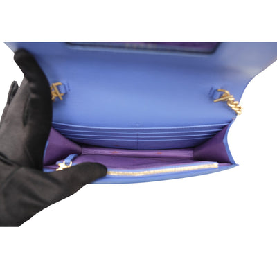 Gucci GG Marmont Wallet On Chain Crossbody Bag In Blue Lilach