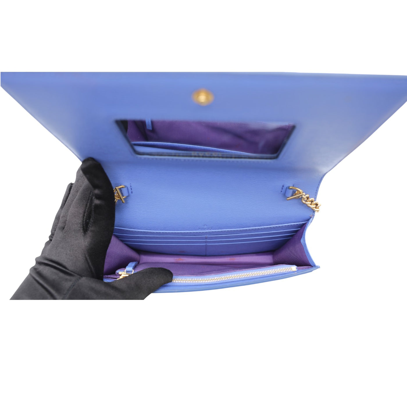 Gucci GG Marmont Wallet On Chain Crossbody Bag In Blue Lilach