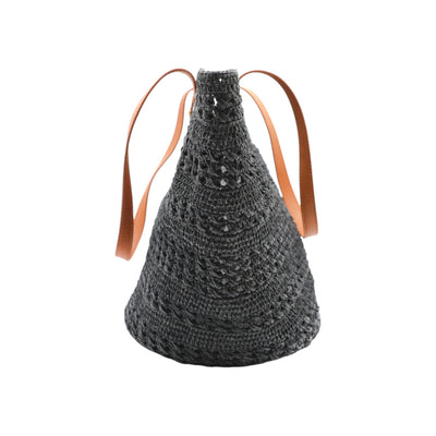 YSL Saint Laurent Panier Medium Raffia Tote Bag In Black