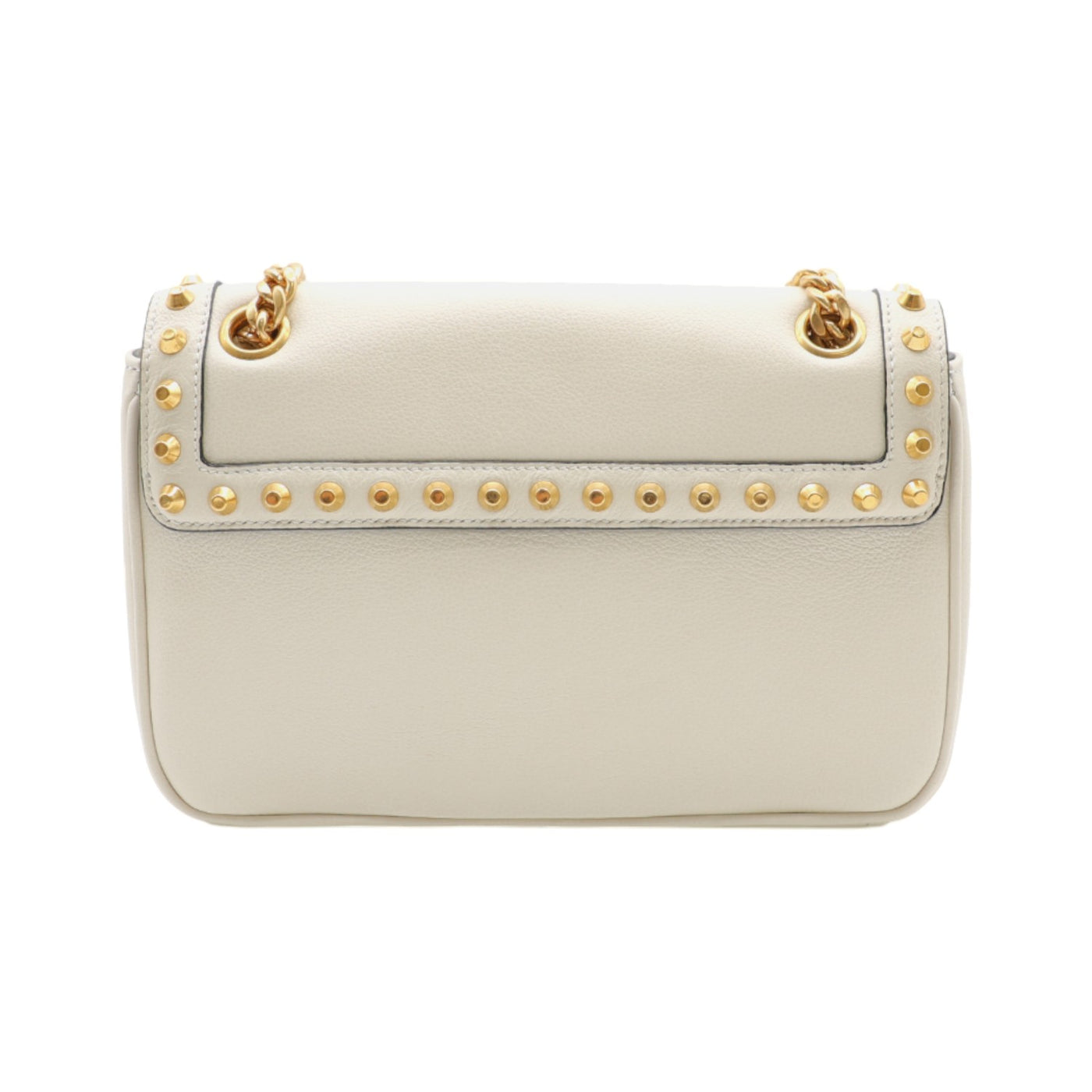 PRADA Pattina Studded Calf Leather Crossbody Bag In Cream
