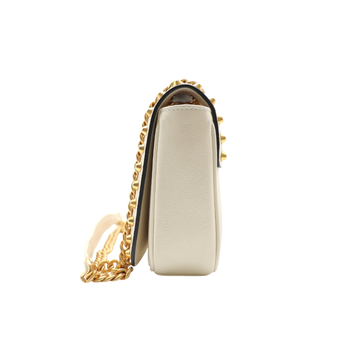 PRADA Pattina Studded Calf Leather Crossbody Bag In Cream