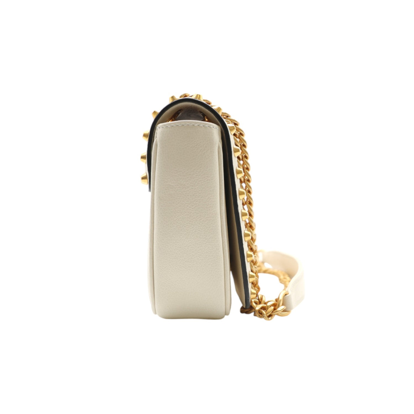 PRADA Pattina Studded Calf Leather Crossbody Bag In Cream