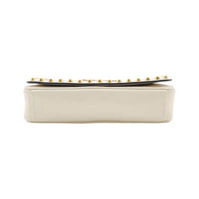 PRADA Pattina Studded Calf Leather Crossbody Bag In Cream