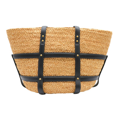 YSL Saint Laurent Panier Woven Raffia Medium Tote Bag