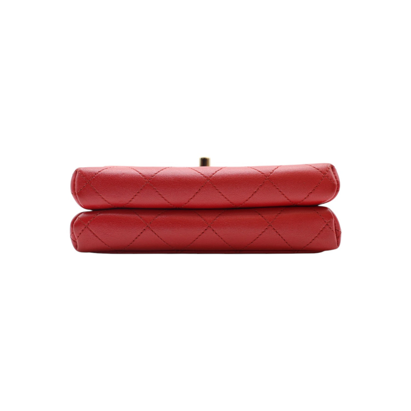 CHANEL Flap Lambskin Leather Top Handle Bag In Red