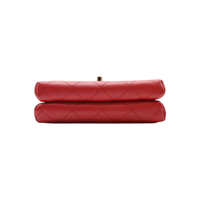 CHANEL Flap Lambskin Leather Top Handle Bag In Red
