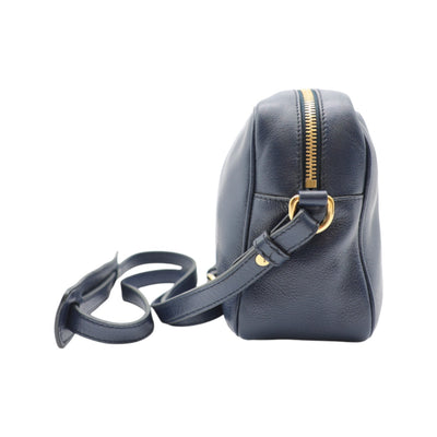 PRADA Glace Calfskin Embossed Logo Crossbody Bag In Dark Blue