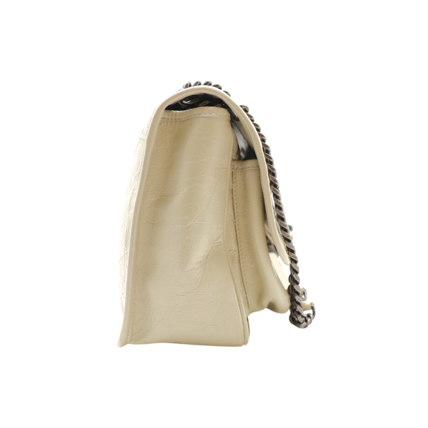 YSL Saint Laurent Niki Medium Flap Crinkled Leather Bag In Cream