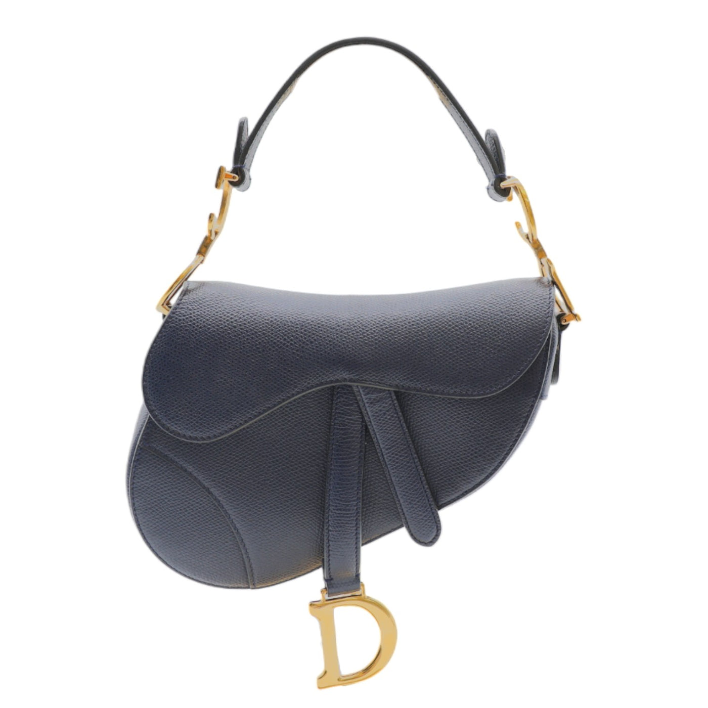 Christian Dior Calfskin Leather Mini Saddle Bag In Dark Blue