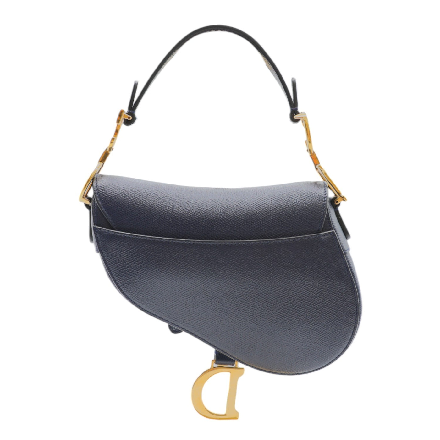 Christian Dior Calfskin Leather Mini Saddle Bag In Dark Blue