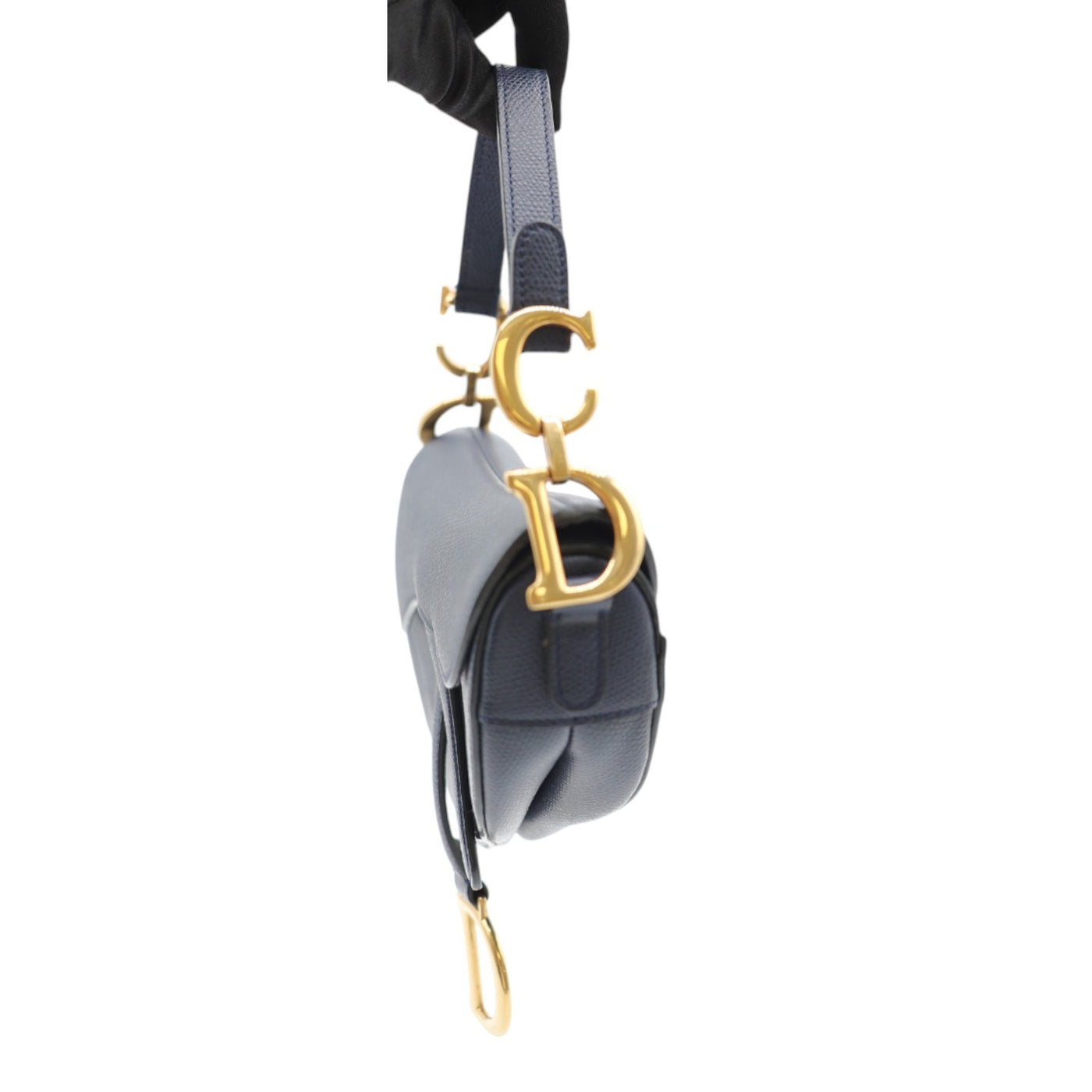 Christian Dior Calfskin Leather Mini Saddle Bag In Dark Blue