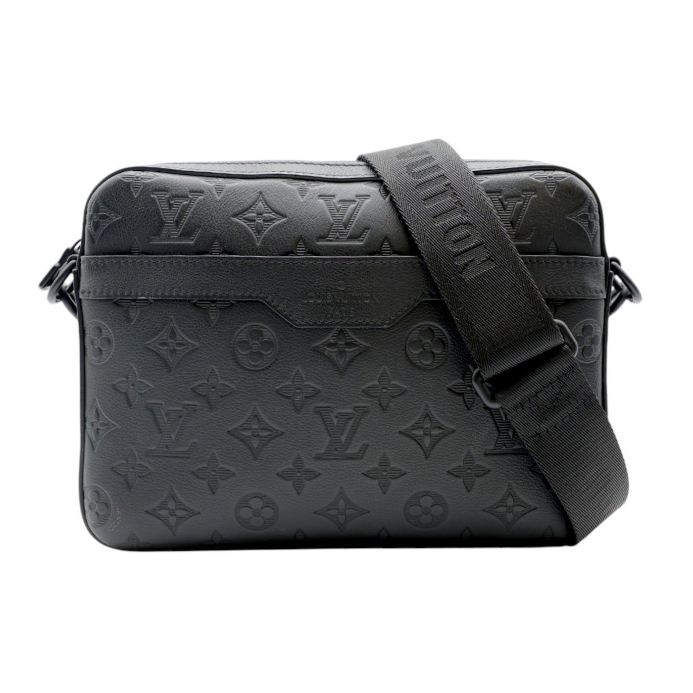 Louis Vuitton Trio Messenger Bag Monogram Embossed Calfskin In Black