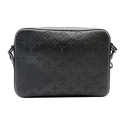 Louis Vuitton Trio Messenger Bag Monogram Embossed Calfskin In Black