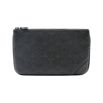 Louis Vuitton Trio Messenger Bag Monogram Embossed Calfskin In Black