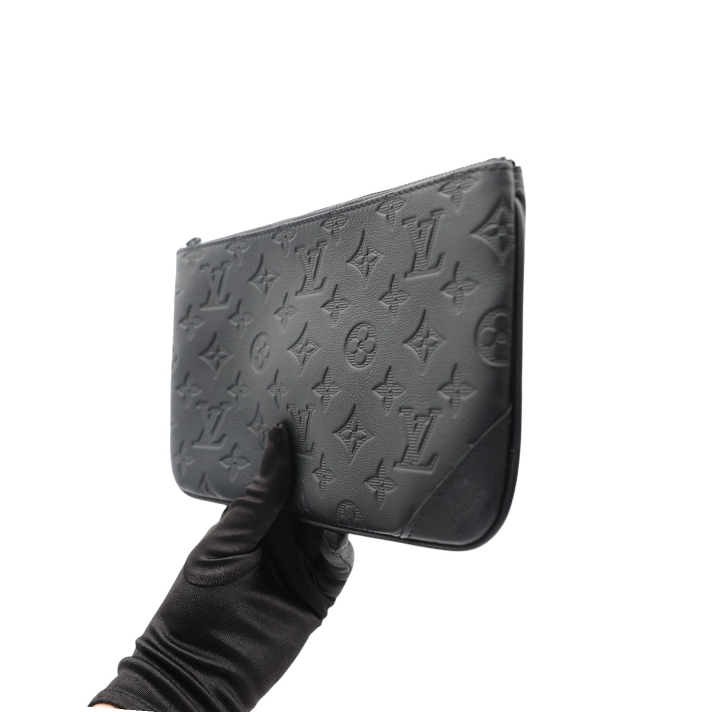 Louis Vuitton Trio Messenger Bag Monogram Embossed Calfskin In Black