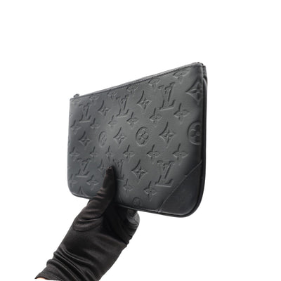 Louis Vuitton Trio Messenger Bag Monogram Embossed Calfskin In Black