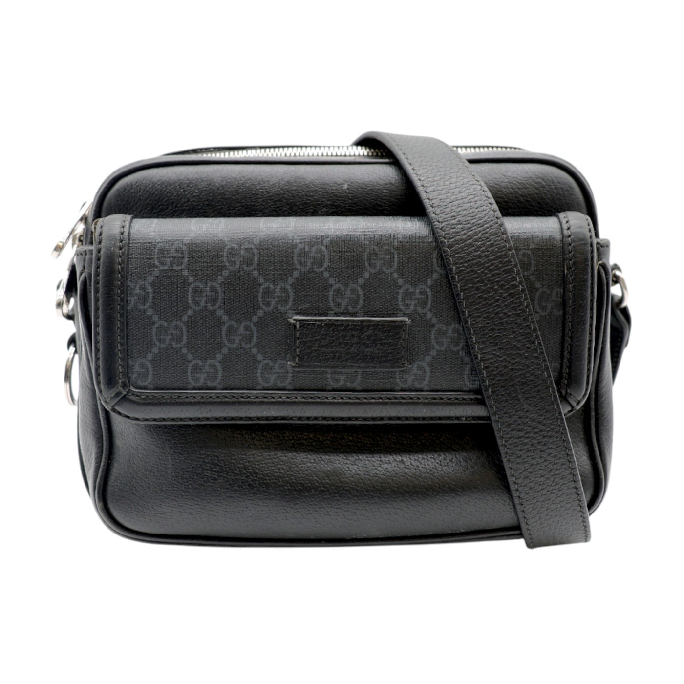 Gucci GG Supreme Canvas Crossbody Messenger Bag In Black