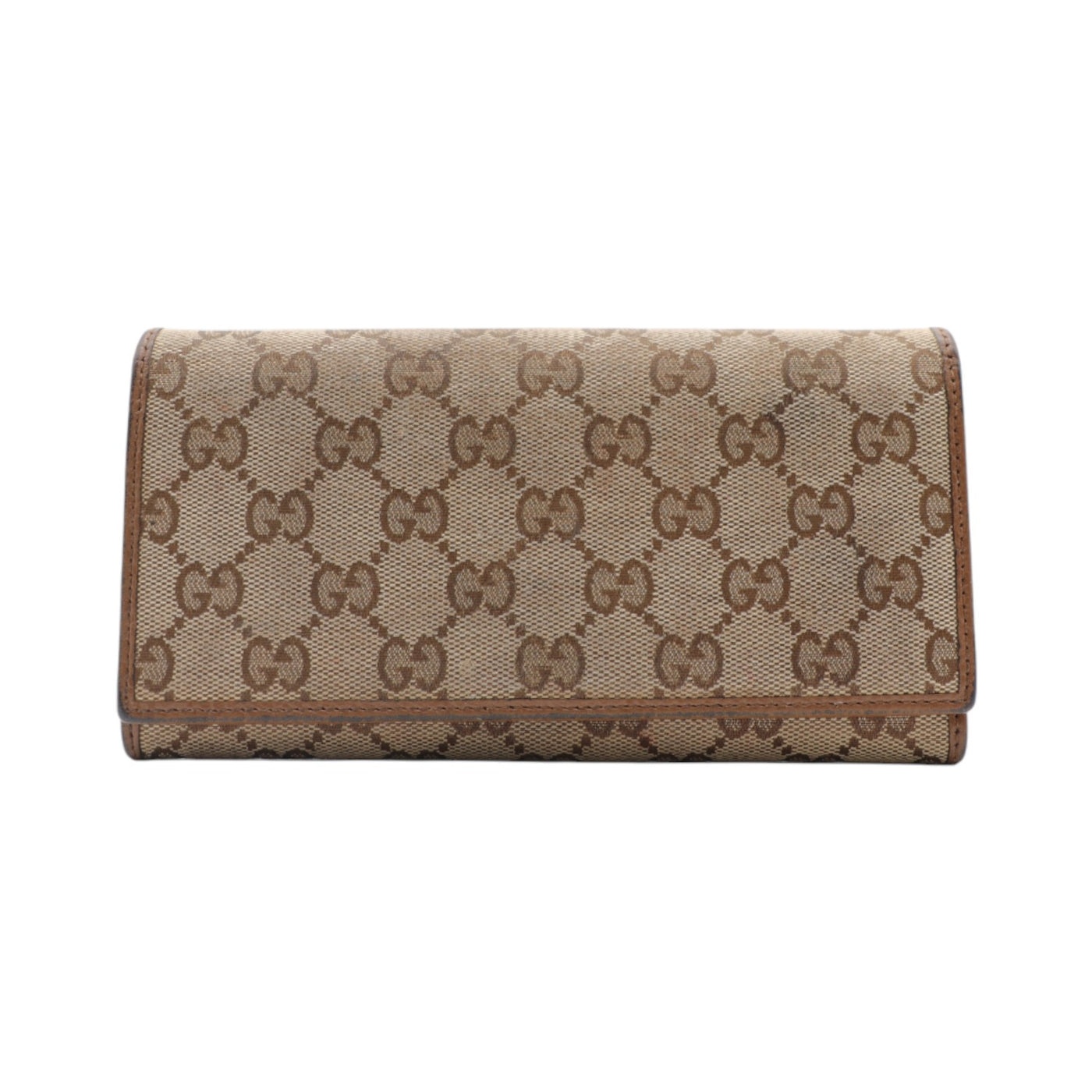 Gucci GG Supreme Canvas French Flap Wallet In Brown