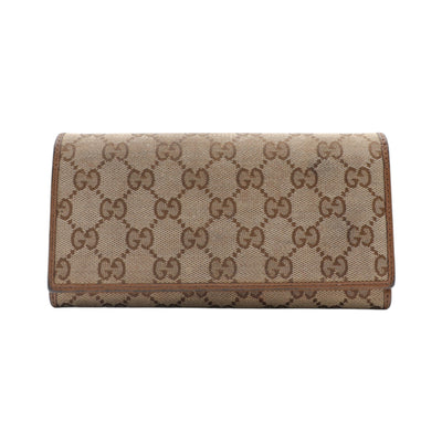 Gucci GG Supreme Canvas French Flap Wallet In Brown