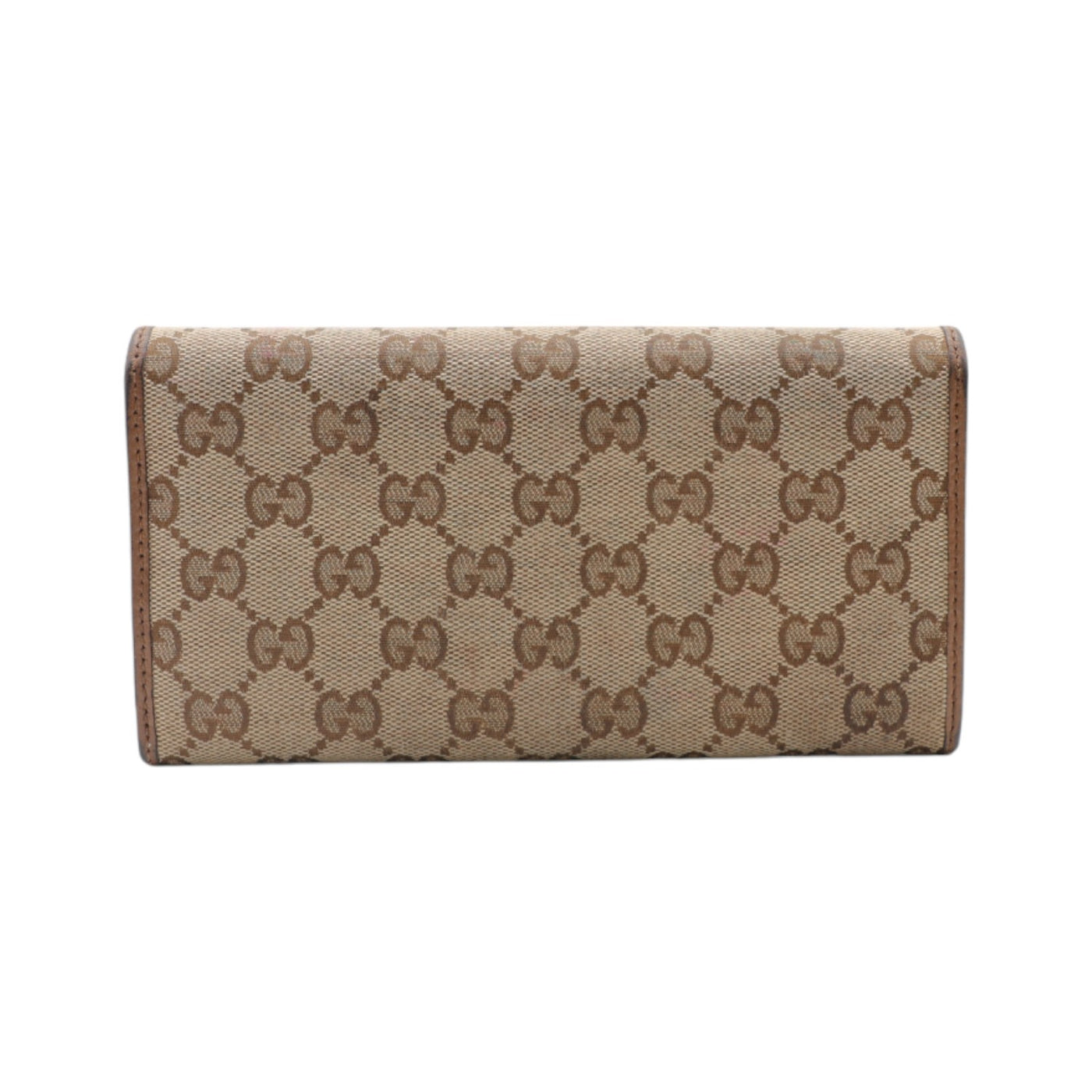 Gucci GG Supreme Canvas French Flap Wallet In Brown