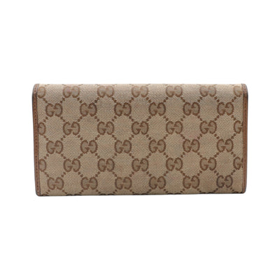 Gucci GG Supreme Canvas French Flap Wallet In Brown