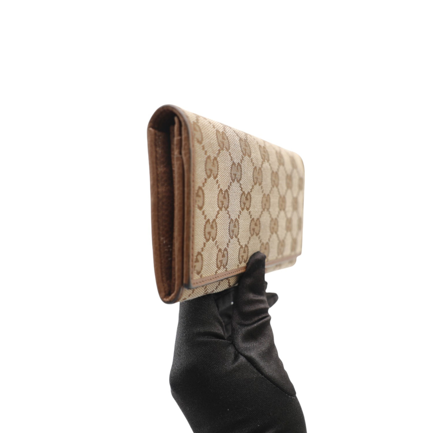 Gucci GG Supreme Canvas French Flap Wallet In Brown