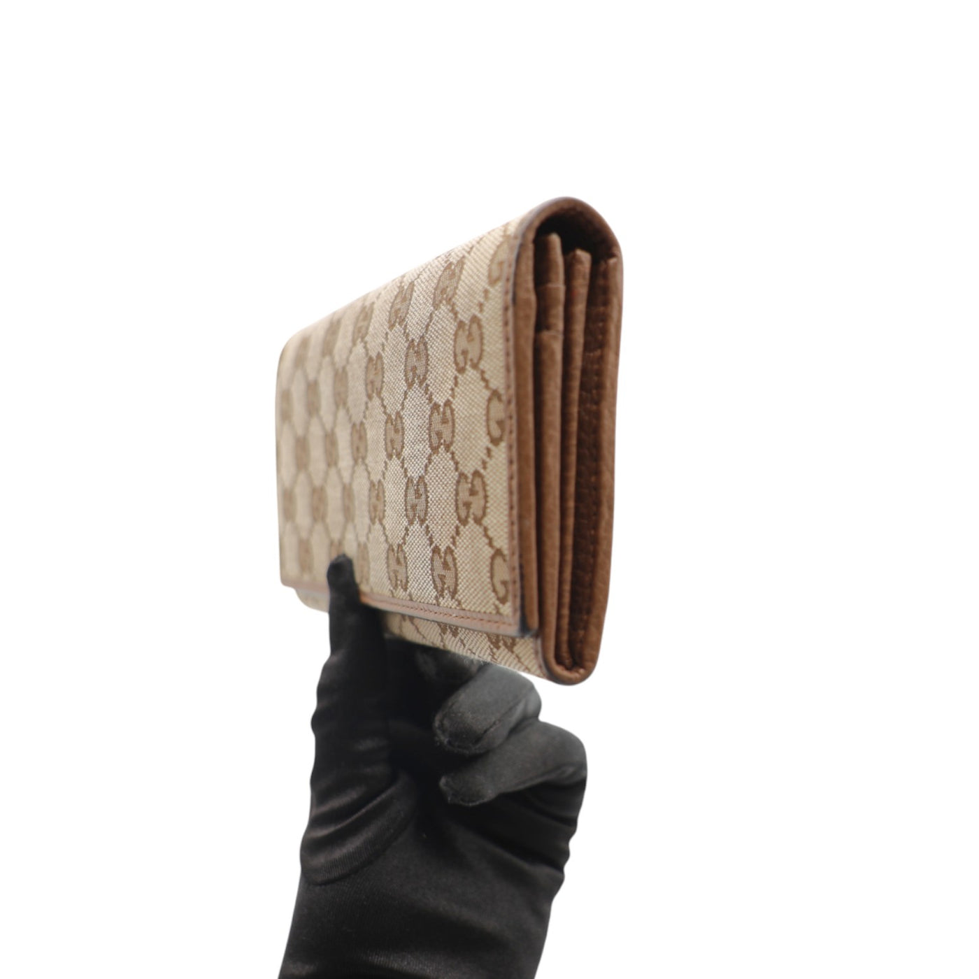 Gucci GG Supreme Canvas French Flap Wallet In Brown