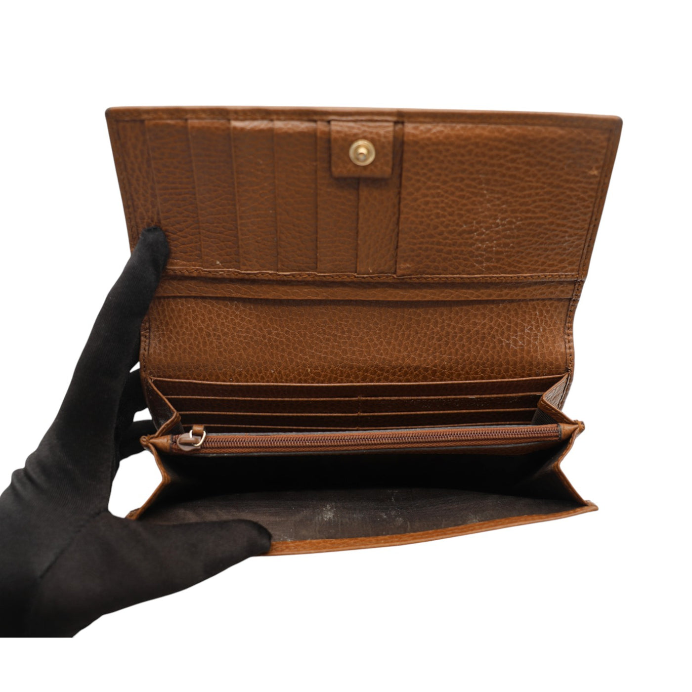 Gucci GG Supreme Canvas French Flap Wallet In Brown