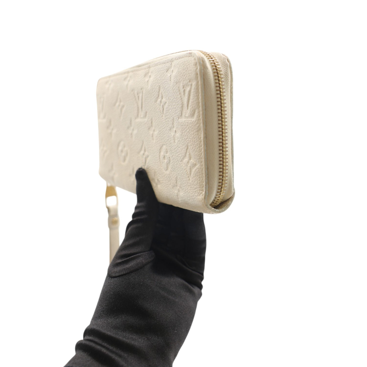 Louis Vuitton Monogram Empreinte Leather Zippy Wallet In Cream