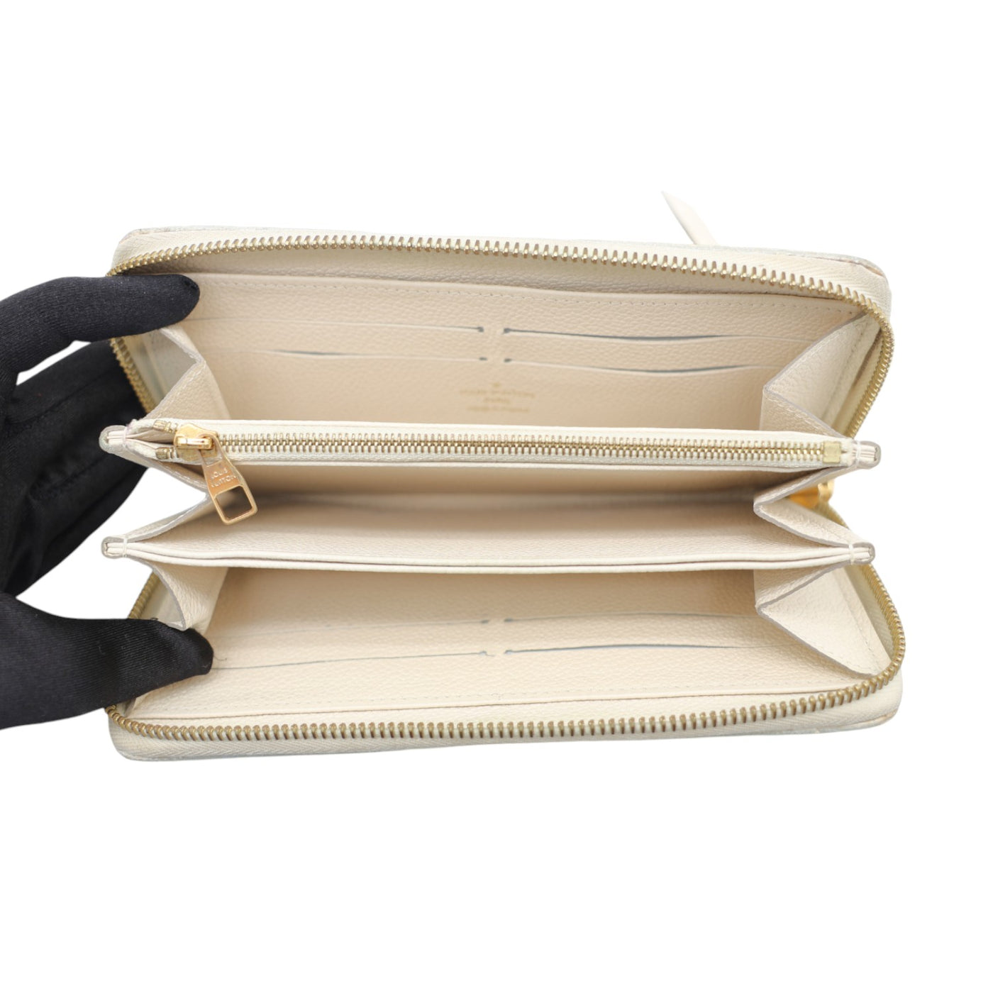 Louis Vuitton Monogram Empreinte Leather Zippy Wallet In Cream