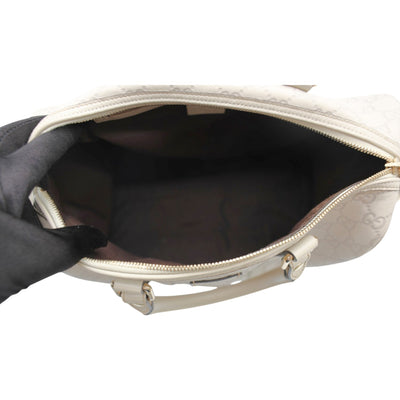 Gucci Guccissima Joy Boston Leather Handbag In Ivory