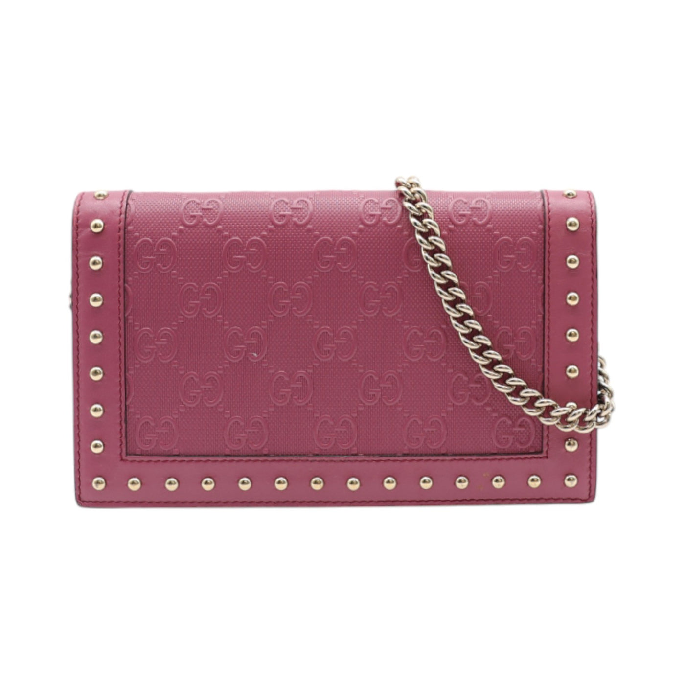 Gucci GG Embossed Leather Wallet On Chain In Purple