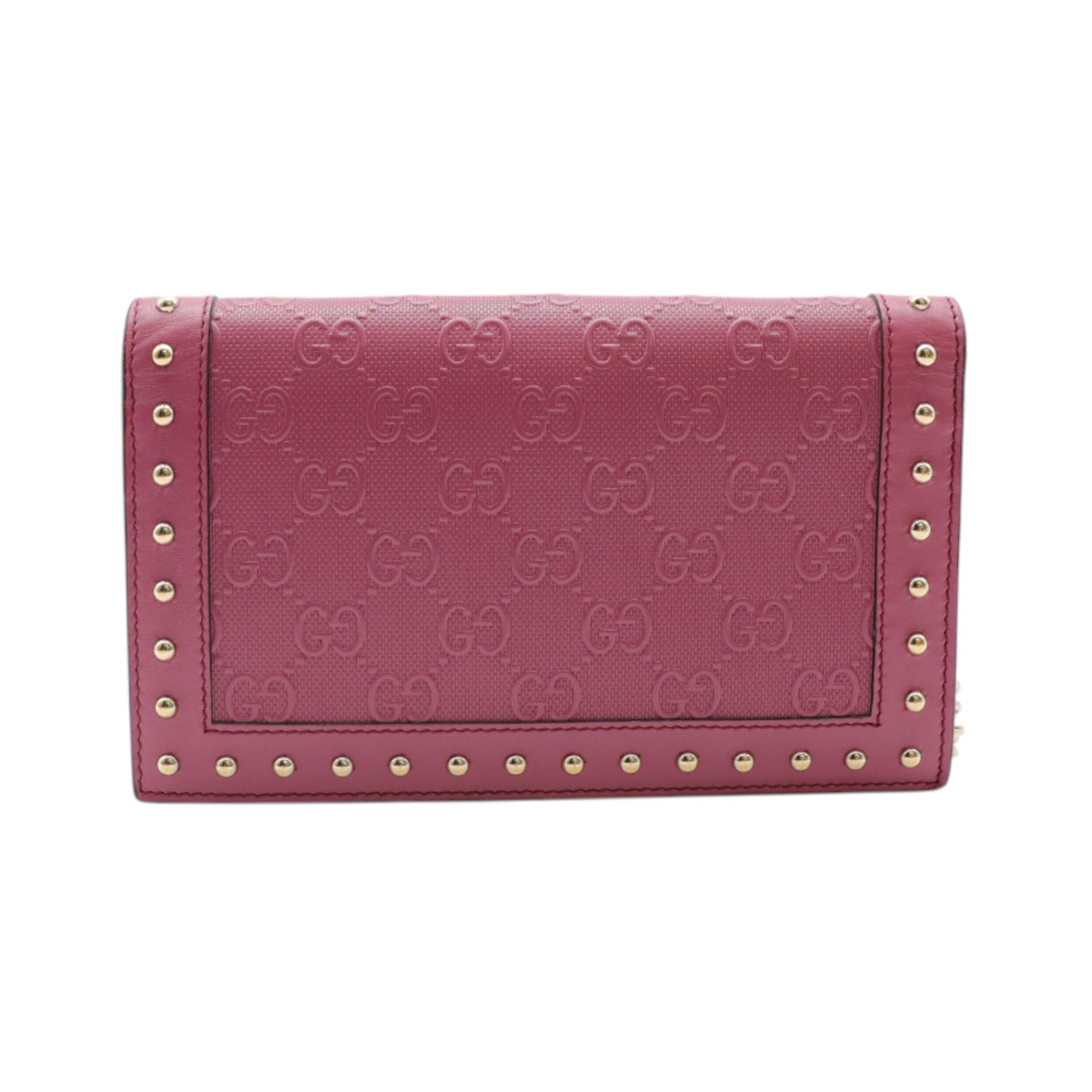 Gucci GG Embossed Leather Wallet On Chain In Purple
