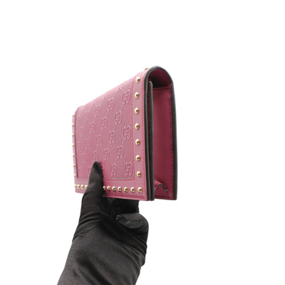 Gucci GG Embossed Leather Wallet On Chain In Purple